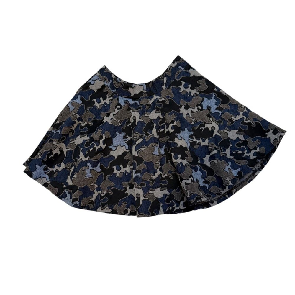 Zara mini skater skirt blue tones camouflage brocade size medium - Picture 3 of 7